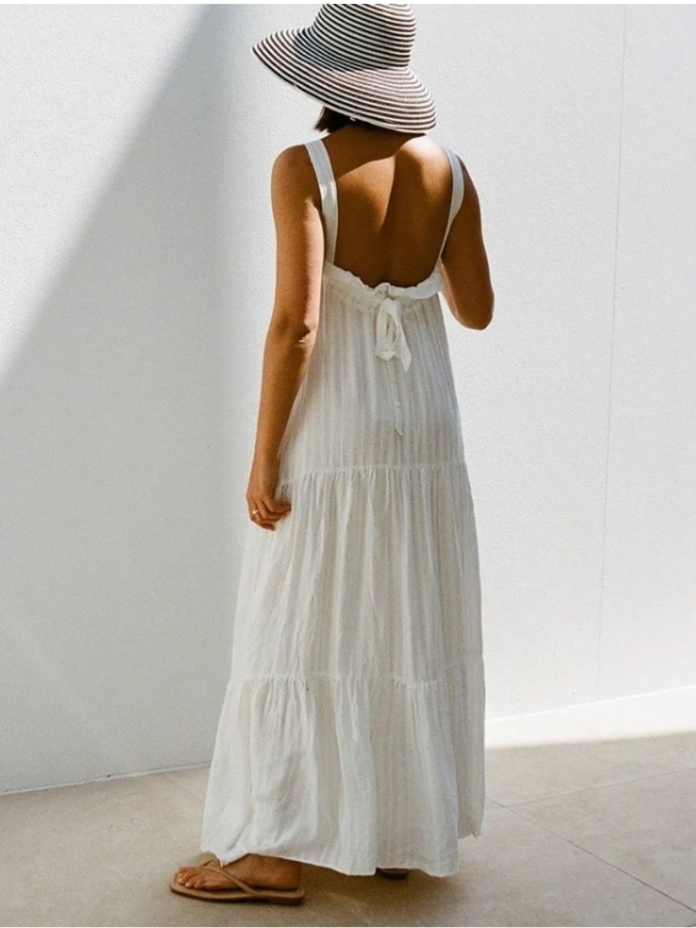 NWT SABO Keisha Dress White Sleeveless Flowy Maxi Rayon Cotton US Size 10 New! - Picture 2 of 8